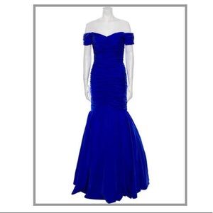 Jovani Blue Ruched Off-Shoulder Mermaid Gown Size 4